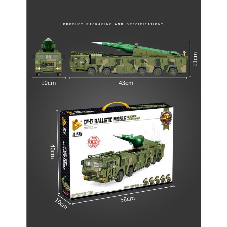 Đồ chơi Lắp ráp Xe Tên lưa Siêu Thanh DF-17 - Panlos 639007 Ballistic mislle - Xếp hình thông minh - Mô hình trí tuệ