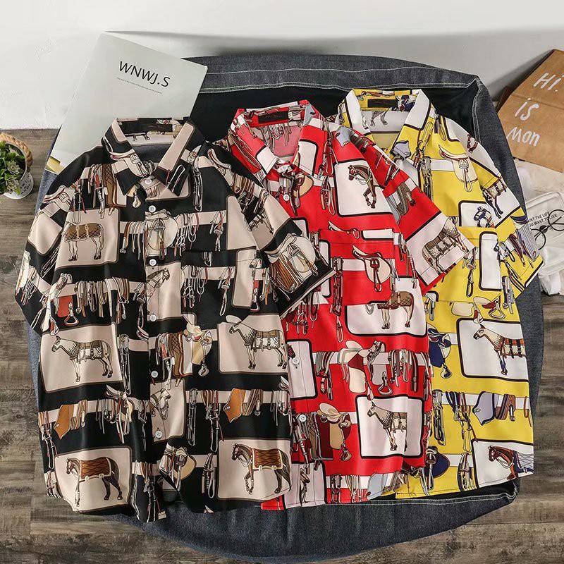 Áo Sơ Mi Ngắn Tay In Họa Tiết Hoạt Hình Thời Trang Cho Nam