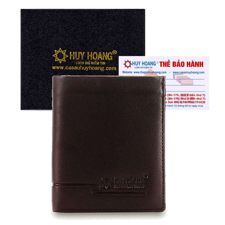 HJ2140 - Bóp nam Huy Hoàng kiểu đứng sọc ngang màu nâu