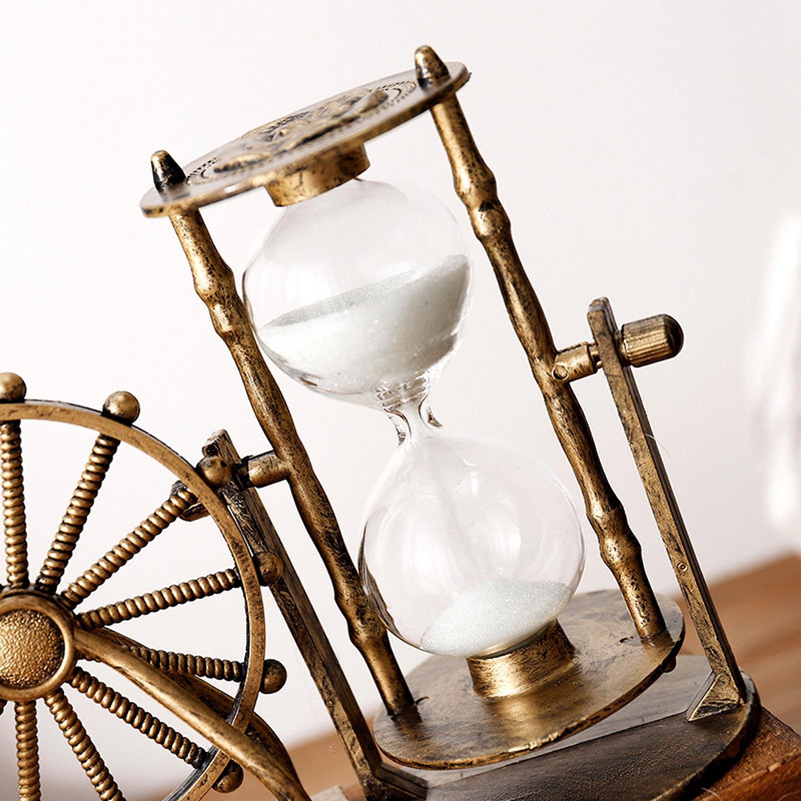 Sky Wheel Hourglass Rotating Sand Timer Home Decoration Wooden Base