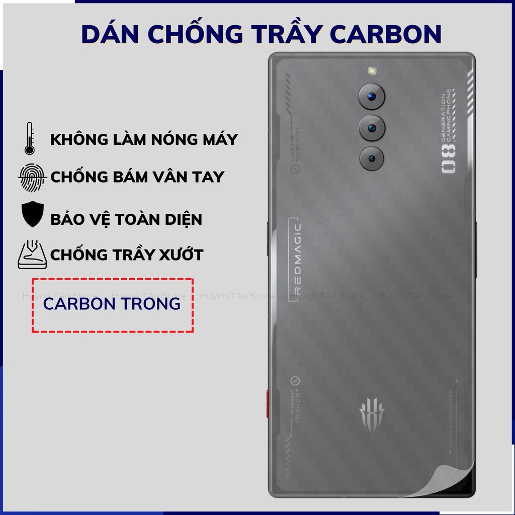 Miếng dán nubia redmagic 8 pro carbon trong và đen chống trầy xướt chống bám vân tay phụ kiện huỳnh tân store