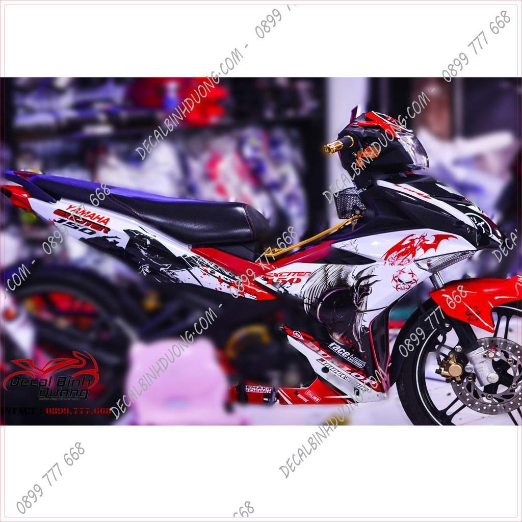 Tem Trùm Xe Máy - Decal dành cho Xe Exciter 150 Phirn Bản Samurai Đỏ Trắng Đẹp Nhất