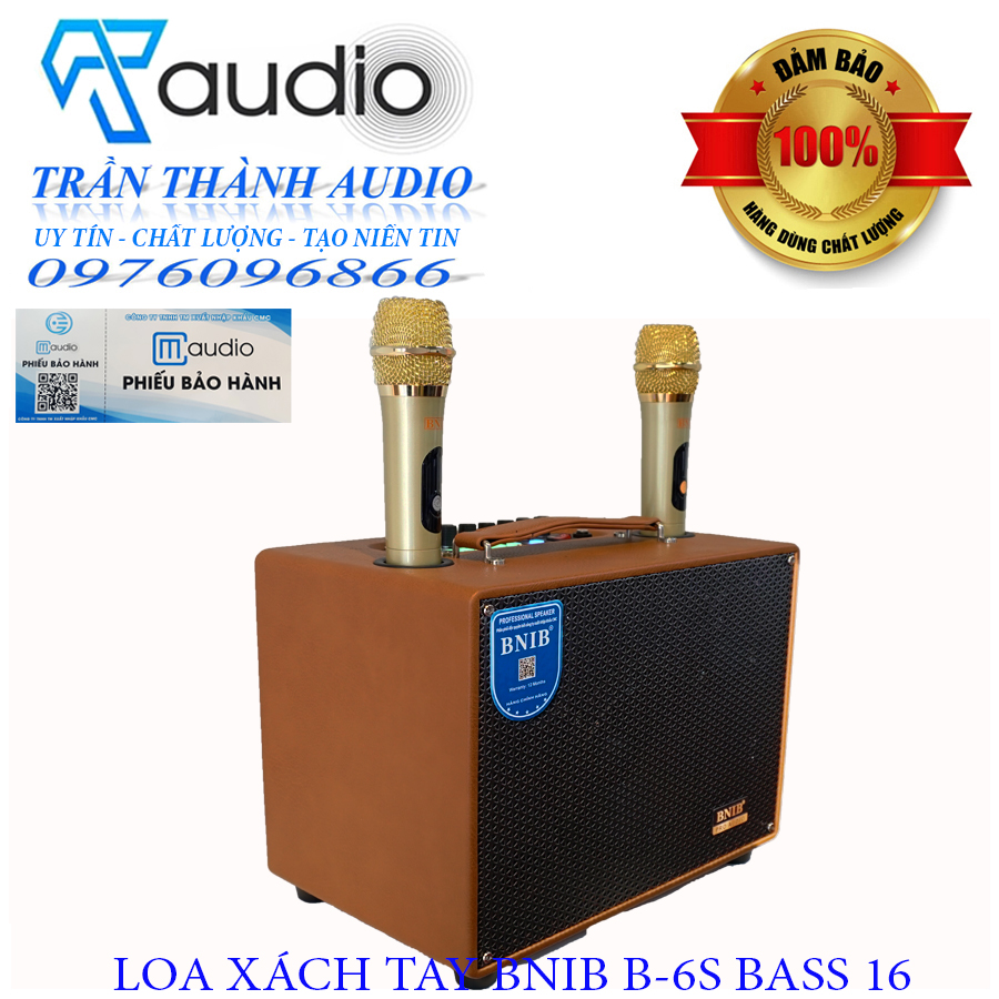 Loa xách tay Model BNIB-B6S bass 16 hàng chính hãng CMAUDIO nhập khẩu 2023 tặng bộ sạc pin và 4 pin tiểu 1200mah