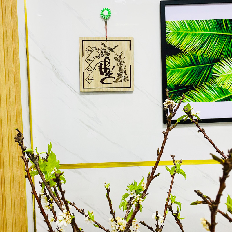 Chữ Phúc Hoa Văn Thư Pháp - Bảng Gỗ Decor - Trang Trí Nhà Cửa - Tết