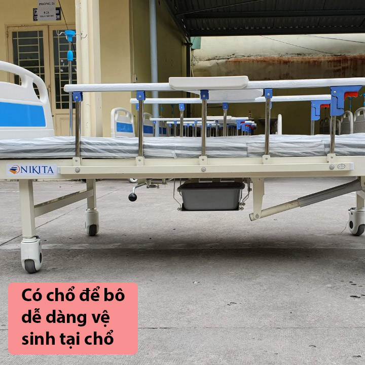 Giường bệnh y tế cao cấp đa chức năng - DCN03 chính hãng NIKITA - Chức năng nâng đầu - Nâng chân - Có chổ để bô