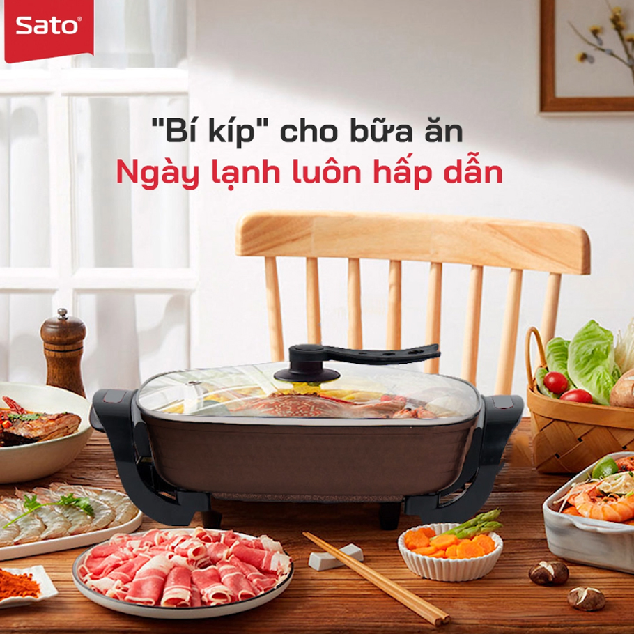 Nồi lẩu điện đa năng SATO 50NL51 5.0L - Nồi nhôm đúc nguyên chất có độ bền cao, phủ chống dính cao cấp an toàn sức khỏe - Miễn phí vận chuyển toàn quốc - Hàng chính hãng