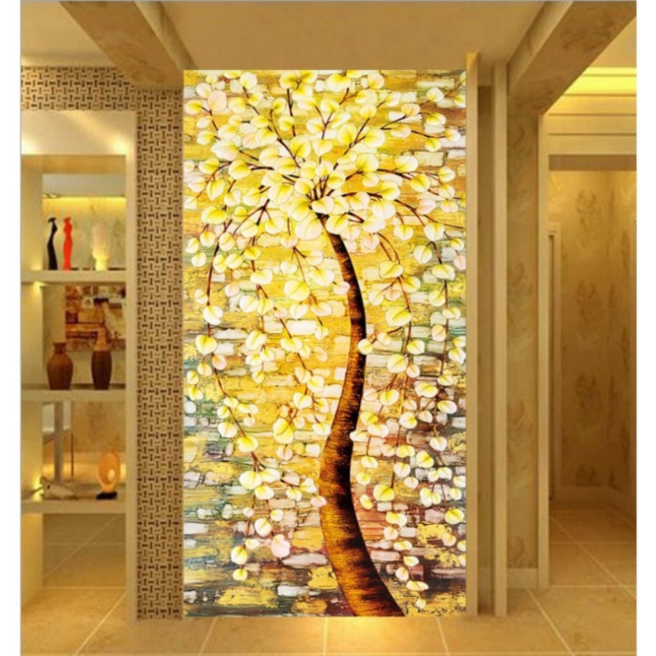 TRANH ĐÍNH ĐÁ CÂY PHÁT TÀI- NHƯ Ý 50x93CM - TỰ ĐÍNH