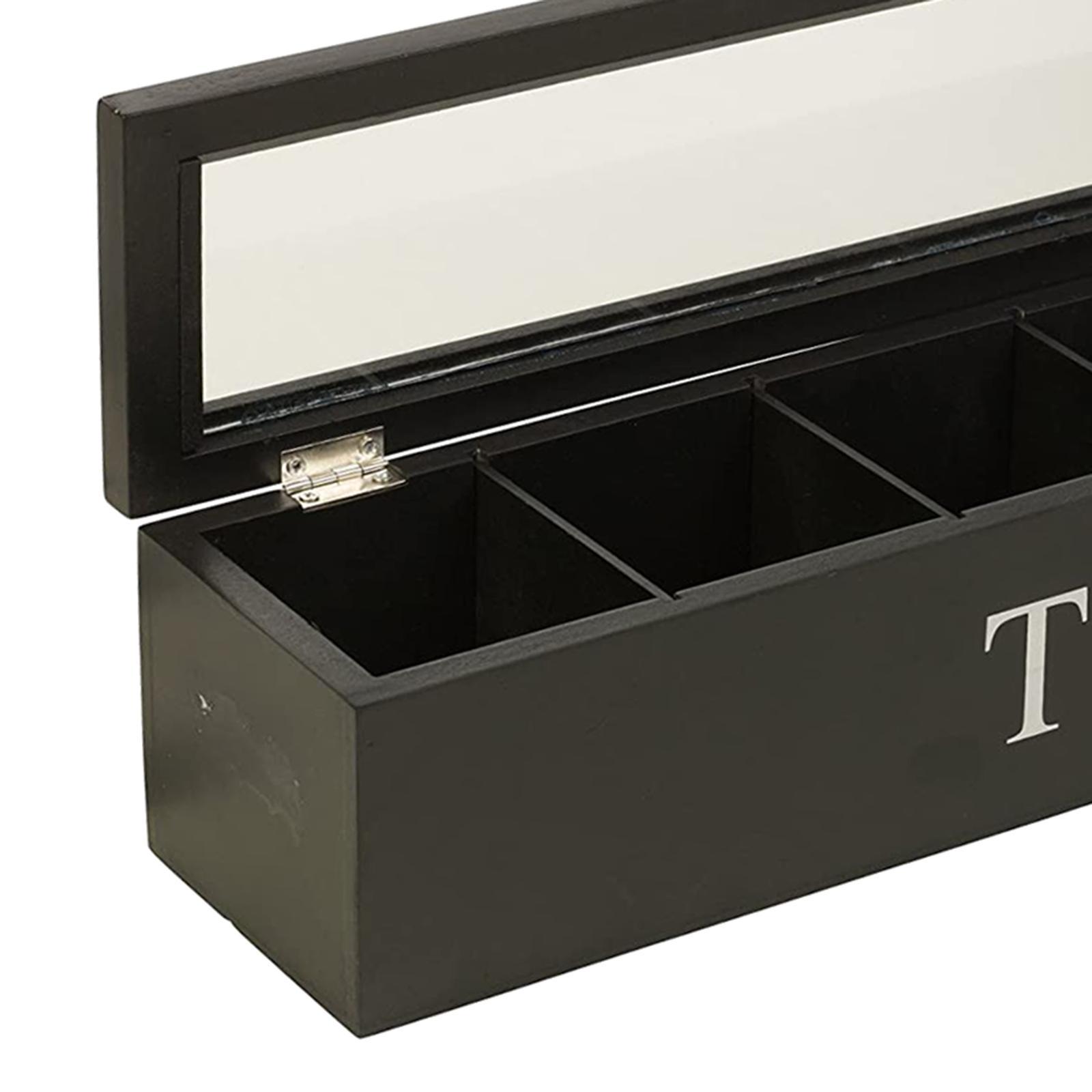 3X Tea Box with Lid Coffee Bag Storage Holder &amp; 6 Compartment Kitchen Organizer