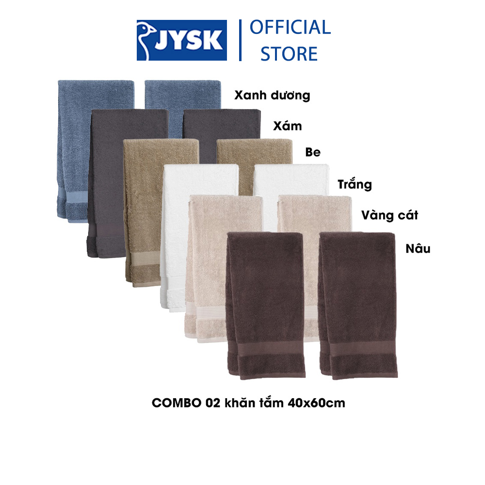 Combo 2 khăn tắm cotton | JYSK Karlstad | 40x60 cm nhiều màu