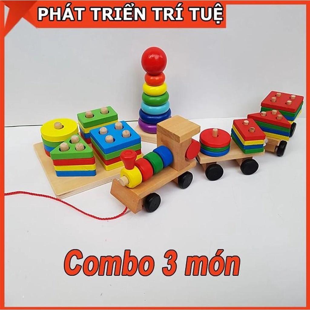 Combo 6 Món Đồ Chơi Gỗ An Toàn Phát Triển Trí Tuệ Toàn Diện Cho Bé