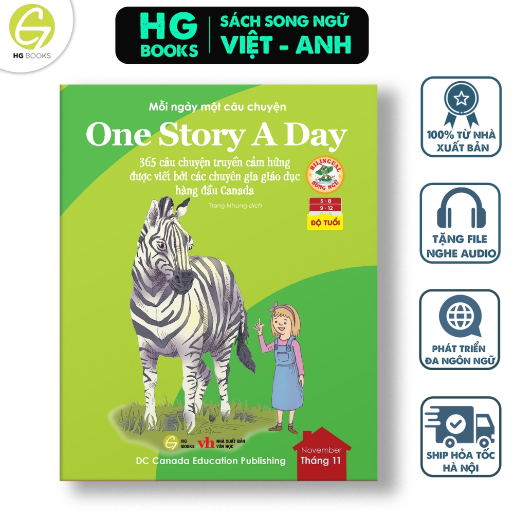 Sách - One Story A Day - CUỐN 11 : 365 câu chuyện phát triển IQ, EQ cho bé - Bản song ngữ tặng kèm file nghe