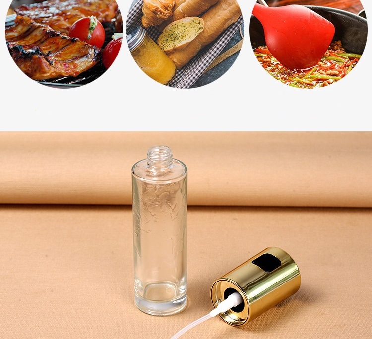Bình Xịt Dầu Ăn Gia Vị Thủy Tinh Nắp Inox, Xịt Phun Sương Nắp Vàng