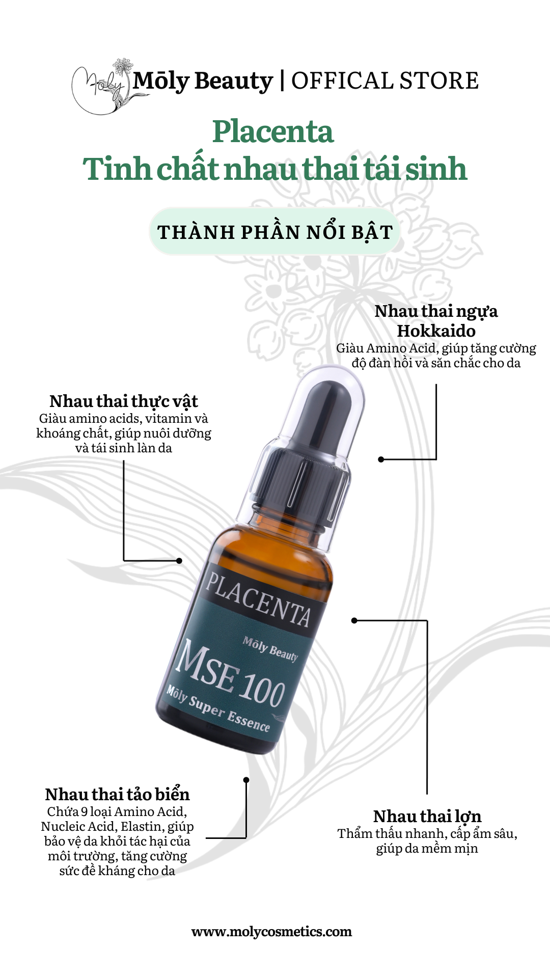 MSE100 Super Essence PL - Tinh chất nhau thai tái sinh Placenta 30ml - Mōly Beauty