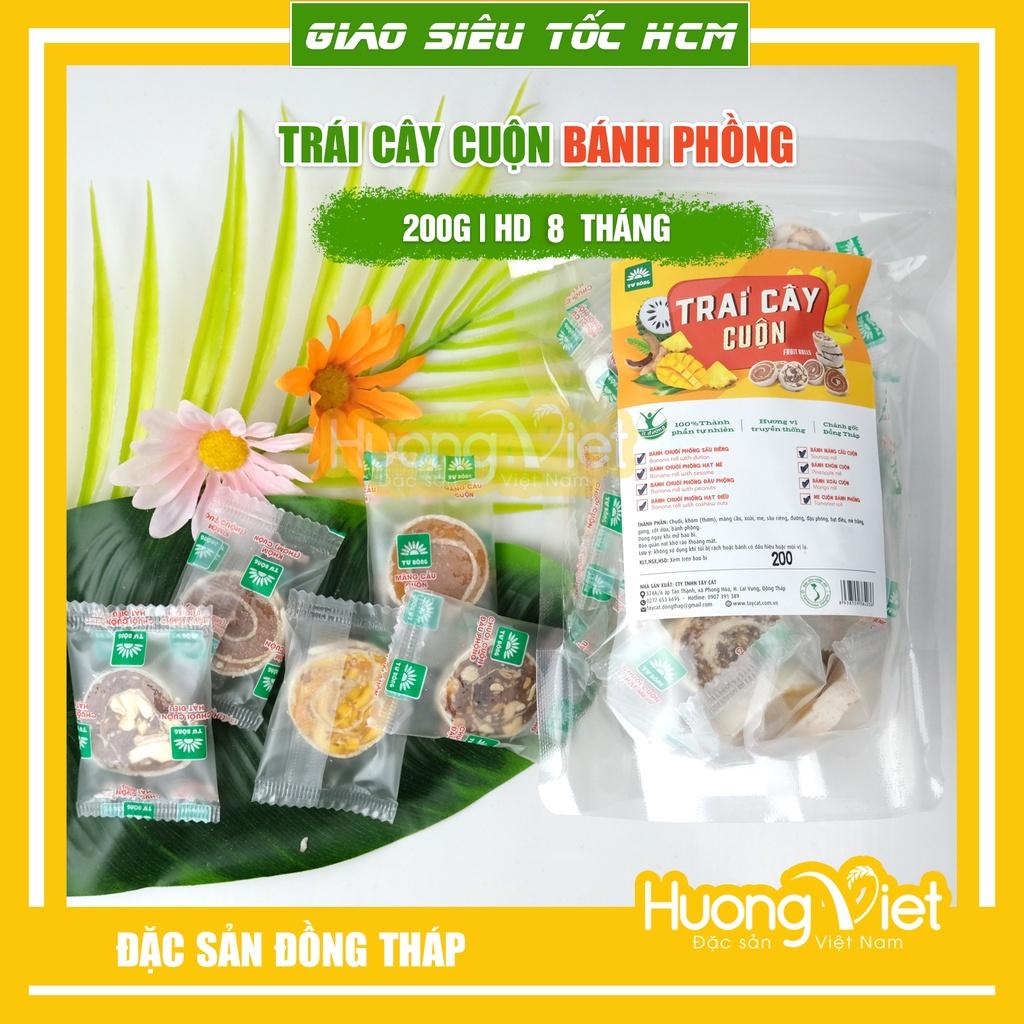 Đặc Sản Đồng Tháp - Trái Cây Thập Cẩm Cuộn Bánh Tráng Túi 200G Gồm 8 Loại Kẹo Mứt, Đặc Sản Đồng Tháp Tư Bông, Bánh Kẹo Đồ Ăn Vặt Sài Gòn