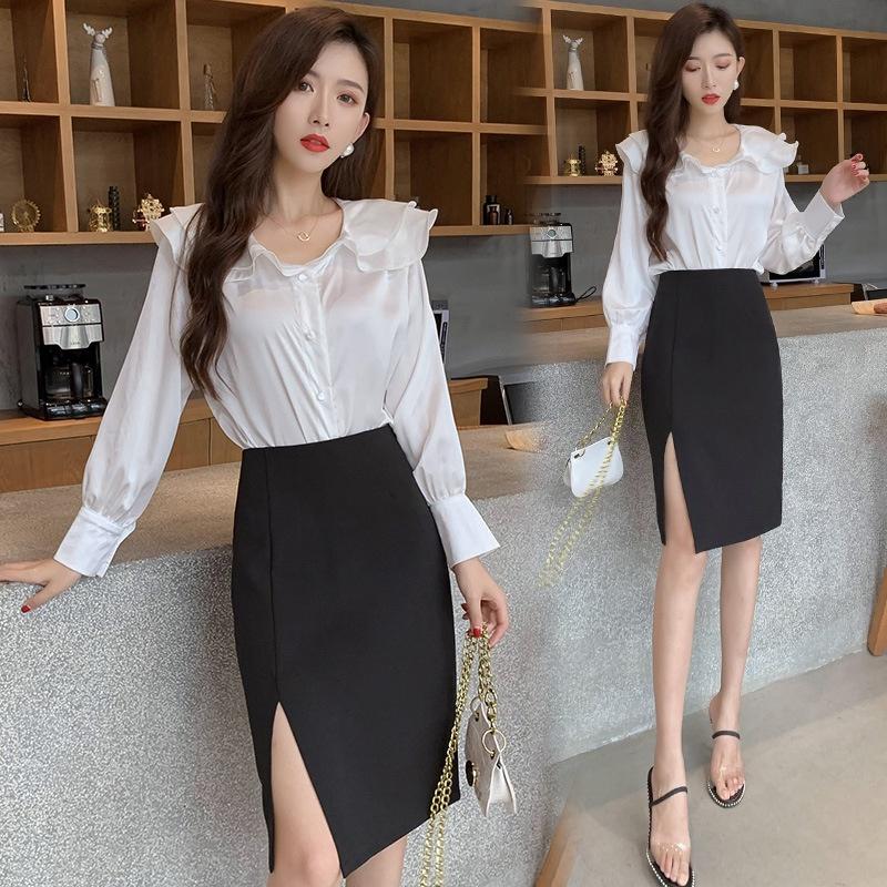 Chân Váy Công Sở Bút Chì Xẻ Tà Trước CHIPY Dài Tới Gối Lưng Thun Cạp Cao Màu Đen Chất Umi Cao Cấp Co Giãn 4 Chiều MCV006