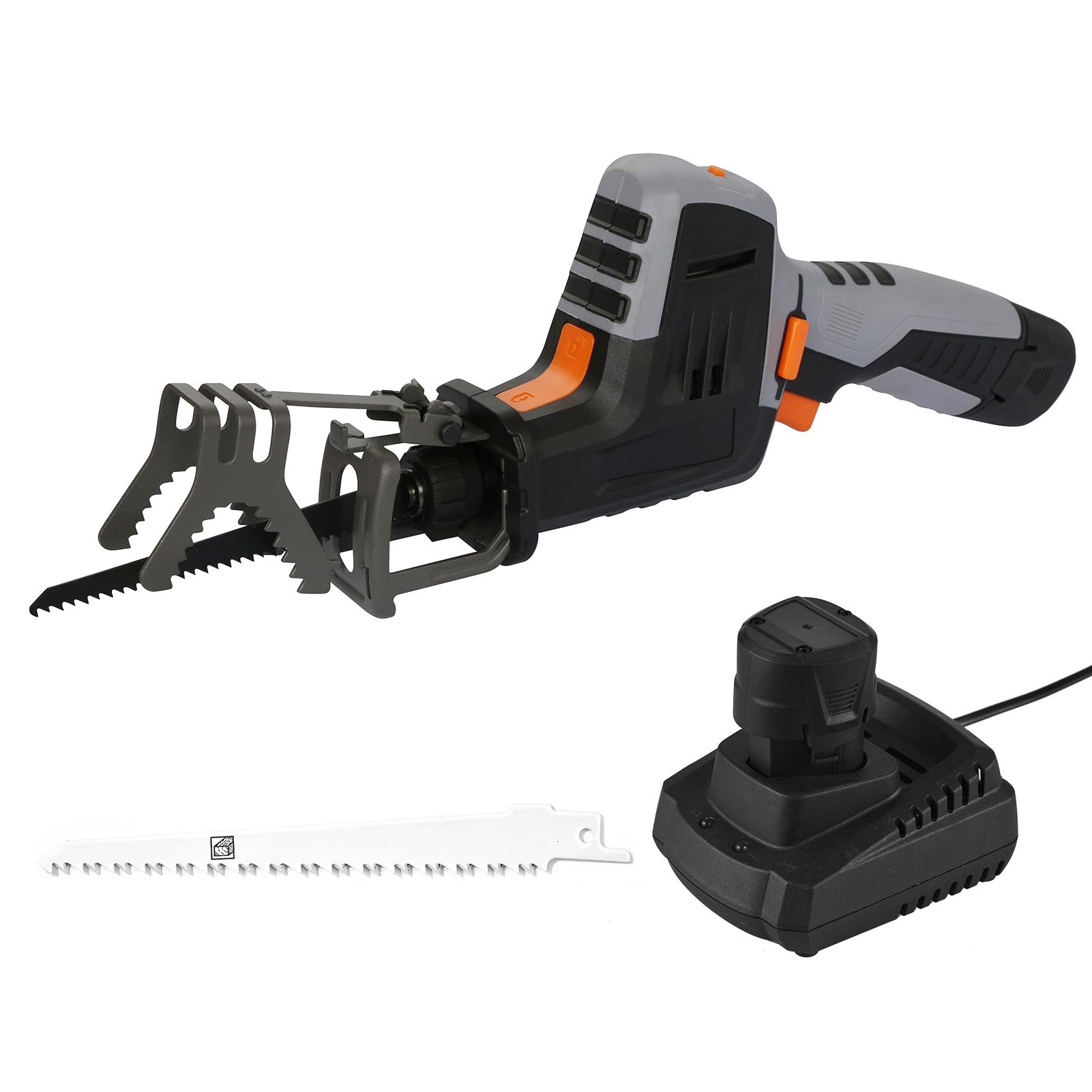 12V Cordless Reciprocating Saw 2500RPM Handheld Electric Saw with 1.5Ah Battery Fast Charger Wood Cutting Saw Blade Branches Sawing Woodworking Power Tool