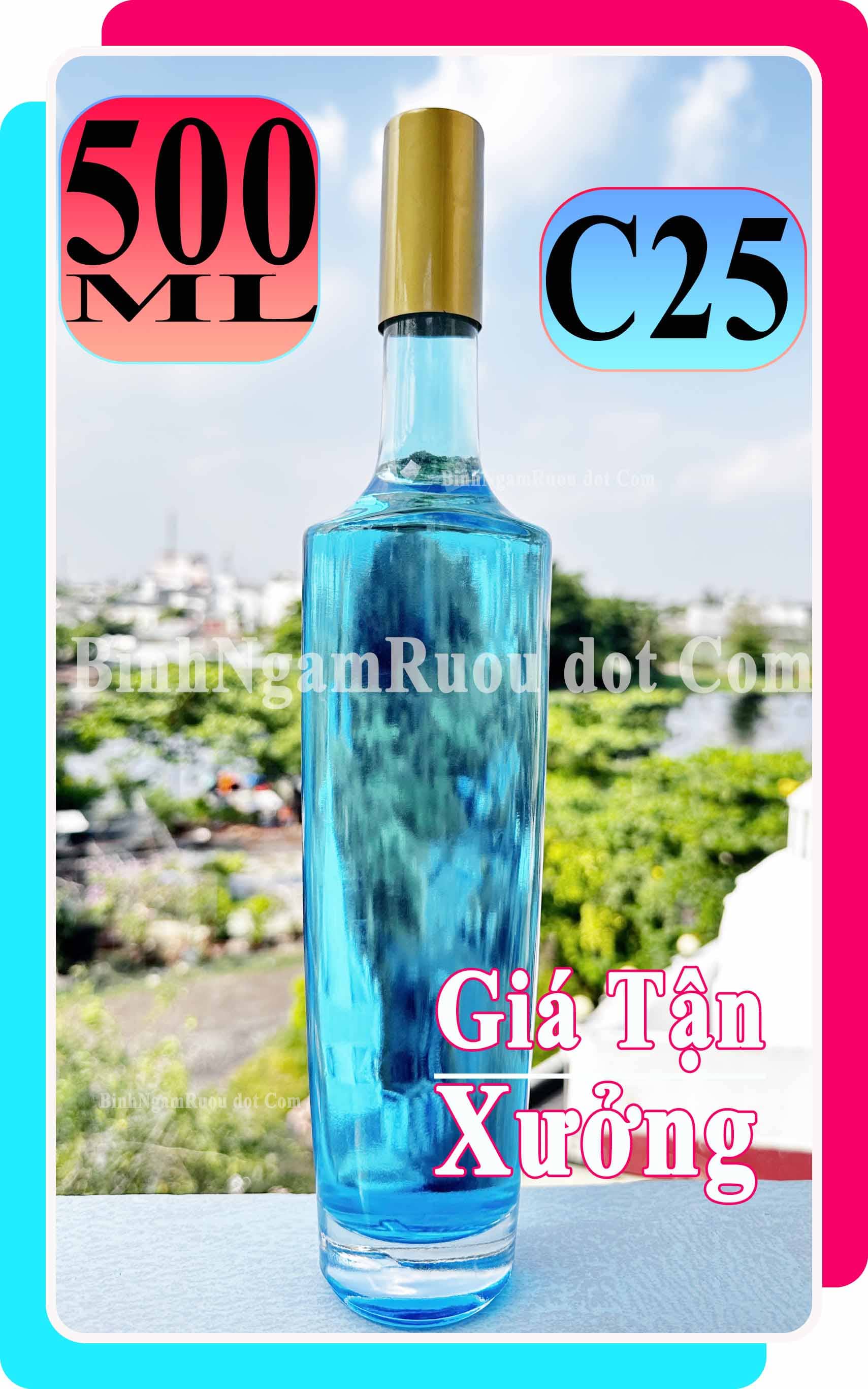 C25 Chai Đựng Rượu Thủy Bóng Chày 500ml - Đẹp Cao Cấp - Nắp Kín Thủy Tinh Trong - Tặng Biếu Sang Trọng