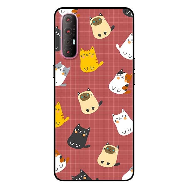 Ốp lưng dành cho Oppo Reno 3 Pro mẫu Mèo Nền Nâu