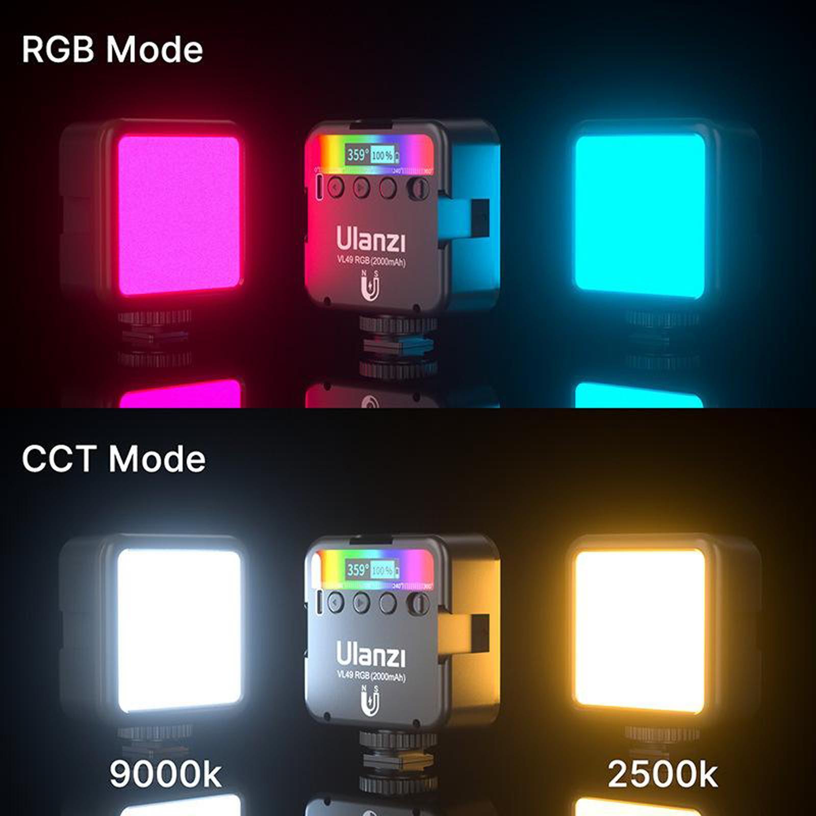 Portable VL49 RGB Video Light Camera Light Full Color 3 Cold Shoes