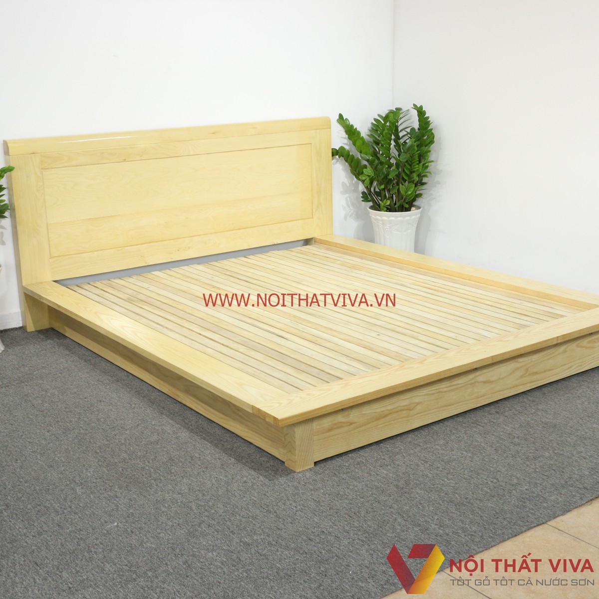 Giường Ngủ Kiểu Nhật Gỗ Sồi Màu Tự Nhiên Đẹp Hiện Đại