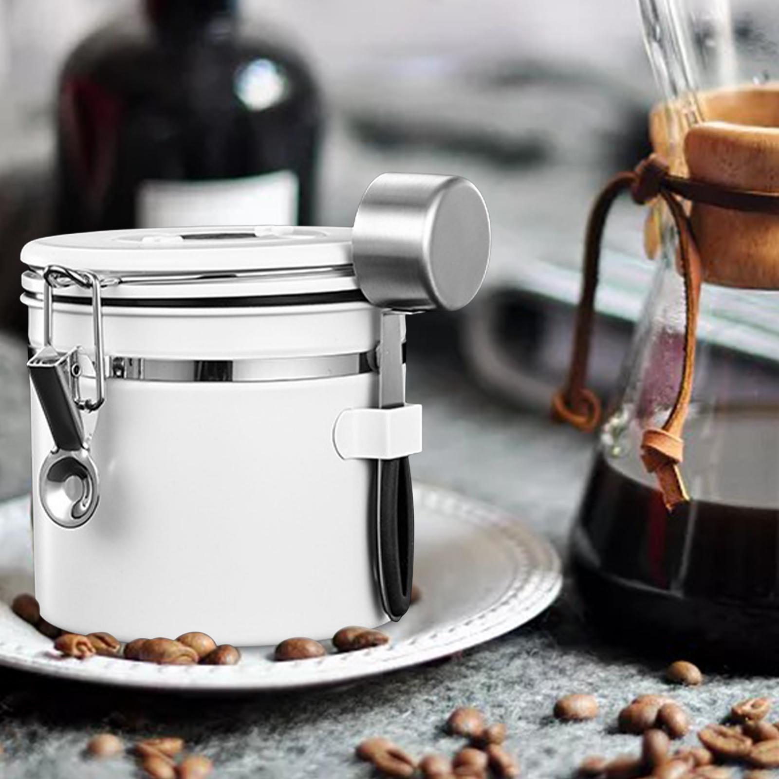 2 Set Home Airtight Sealed Canister with Spoon for Coffee Beans Stainless