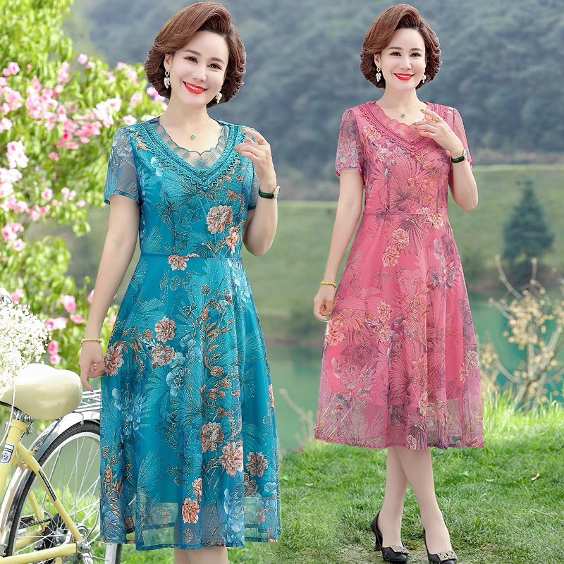Đầm trung niên voan cao cấp