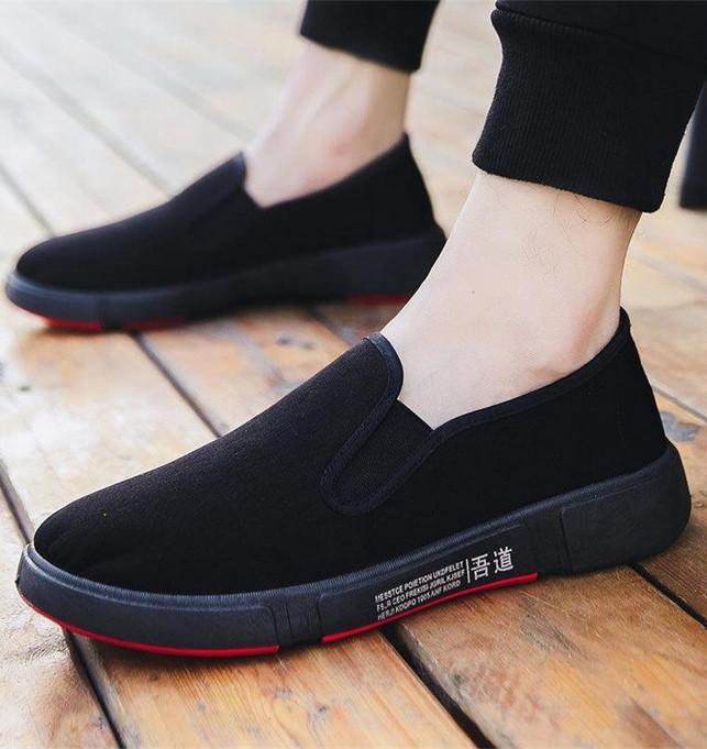 Giày Lười Slip-On Nam Vải Mềm Êm Thiết Kế Nam Tính - 3156N - Đen Full