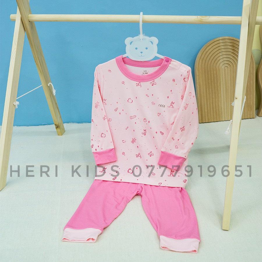 Bộ dài tay Nous cài vai cho bé 9m - 24m - Hồng hình ong