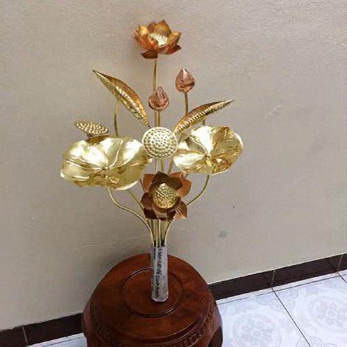 2 bó hoa sen đồng vàng pha đồng đỏ 10 bông