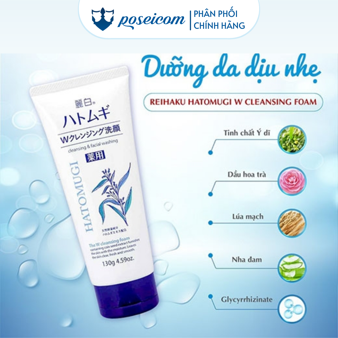 Sữa Rửa Mặt Tẩy Trang Và Làm Sáng Da REIHAKU HATOMUGI CLEANSING Foam 130g