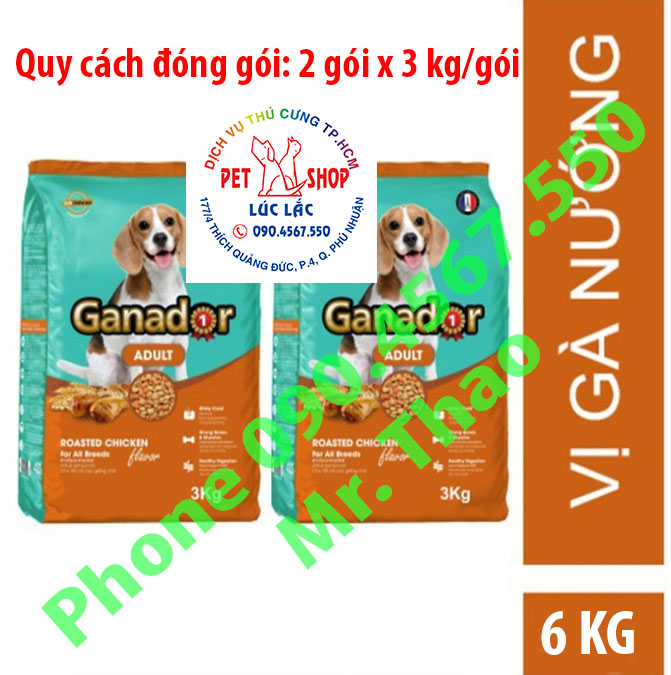 Combo 2 gói thức ăn cho chó trưởng thành Ganador vị gà nướng Adult Roasted Chicken Flavor 3kg