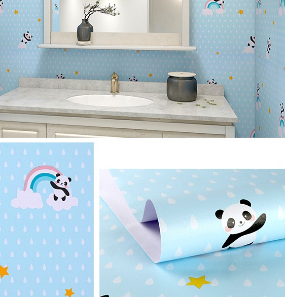 Combo 10 mét giấy dán tường, decal dán tường trang trí nhà cửa GẤU TRÚC XANH khổ 45cm
