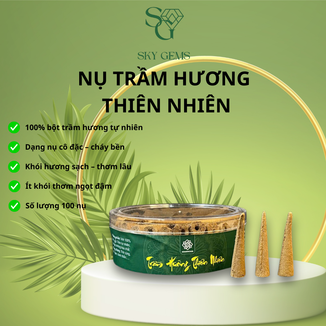 Nụ Trầm Hương Loại VIP – Hộp 100 Nụ – Trầm Tự Nhiên, Hương Trầm Ấm, Sạch – Thanh Lọc Không Gian