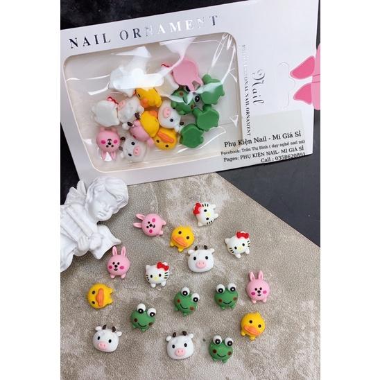 Set phụ kiện hoạt hình , charm nơ , gấu trắng trí nail