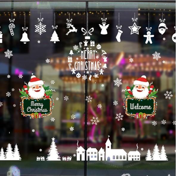 COMBO Decal dán Noel - Rèm dây Nhà Thờ kết hợp khung Noel bảng chữ