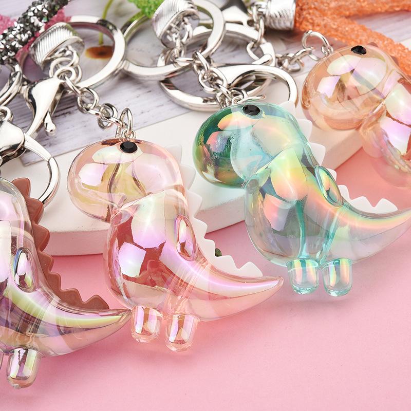 2 mảnh pha lê khủng long móc khóa túi mặt dây chuyền acrylic đầy màu sắc túi học sinh cửa hàng búp bê máy trang trí
