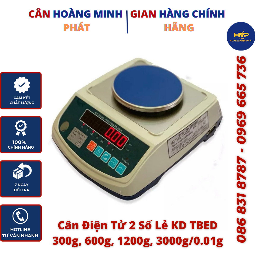 CÂN KỸ THUẬT KD-TBED 300g, 600g, 1200g, 3000g/0.01g (cân điện tử 2 số lẻ) Kèm khay [ CÂN HOÀNG MINH PHÁT