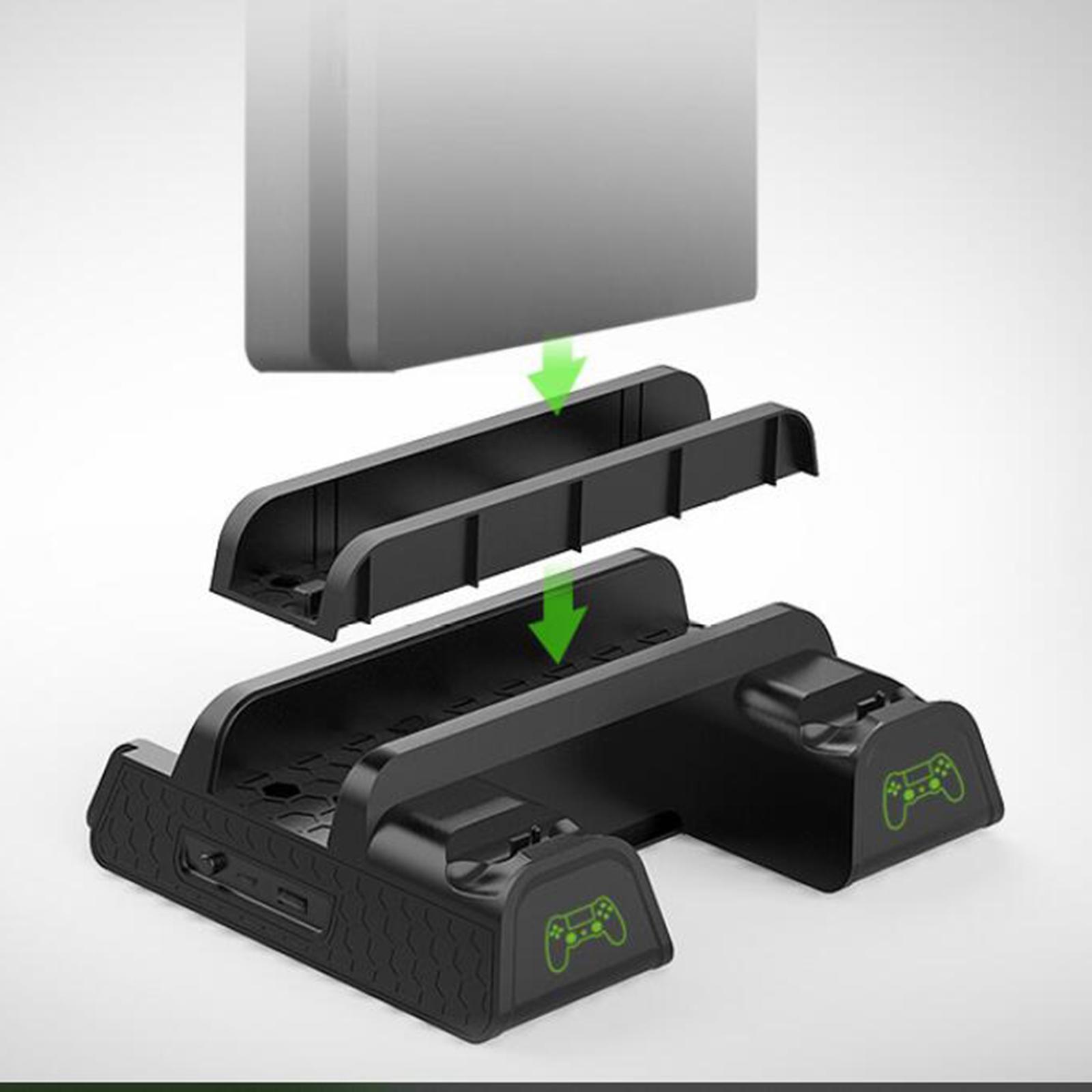 Vertical Stand+Cooling Fan+Controller Charging Station +Game Storage for PS4