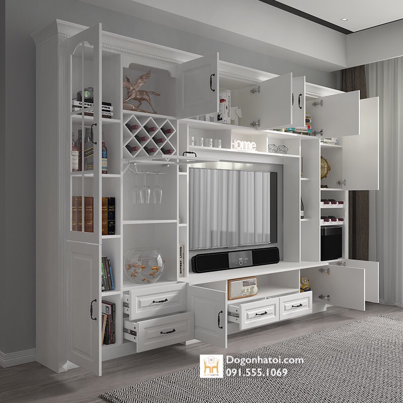 Kệ Tivi Phòng Khách Kết Hợp Tủ Rượu Hiện Đại 2m4 X 2m6 - TR615