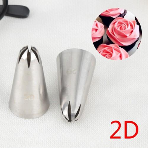 Đuôi / đui đúc inox bắt bông kem 2D/2F bắt bông hoa to, cánh lớn trên cup cake, bánh quy, cookie