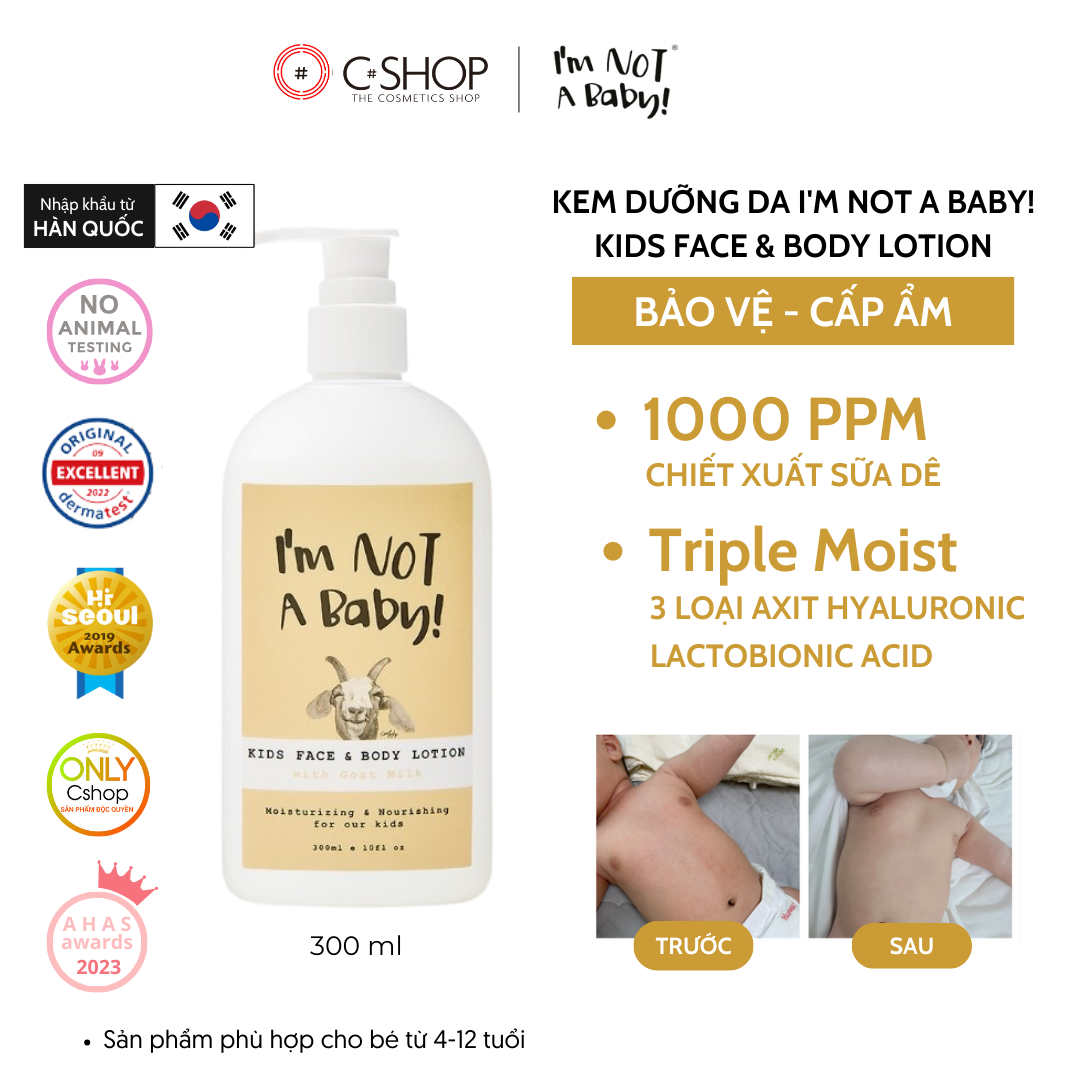 Sữa dưỡng thể sữa dê cho bé - I'm not a baby Goat Milk Kids Face & Body Lotion