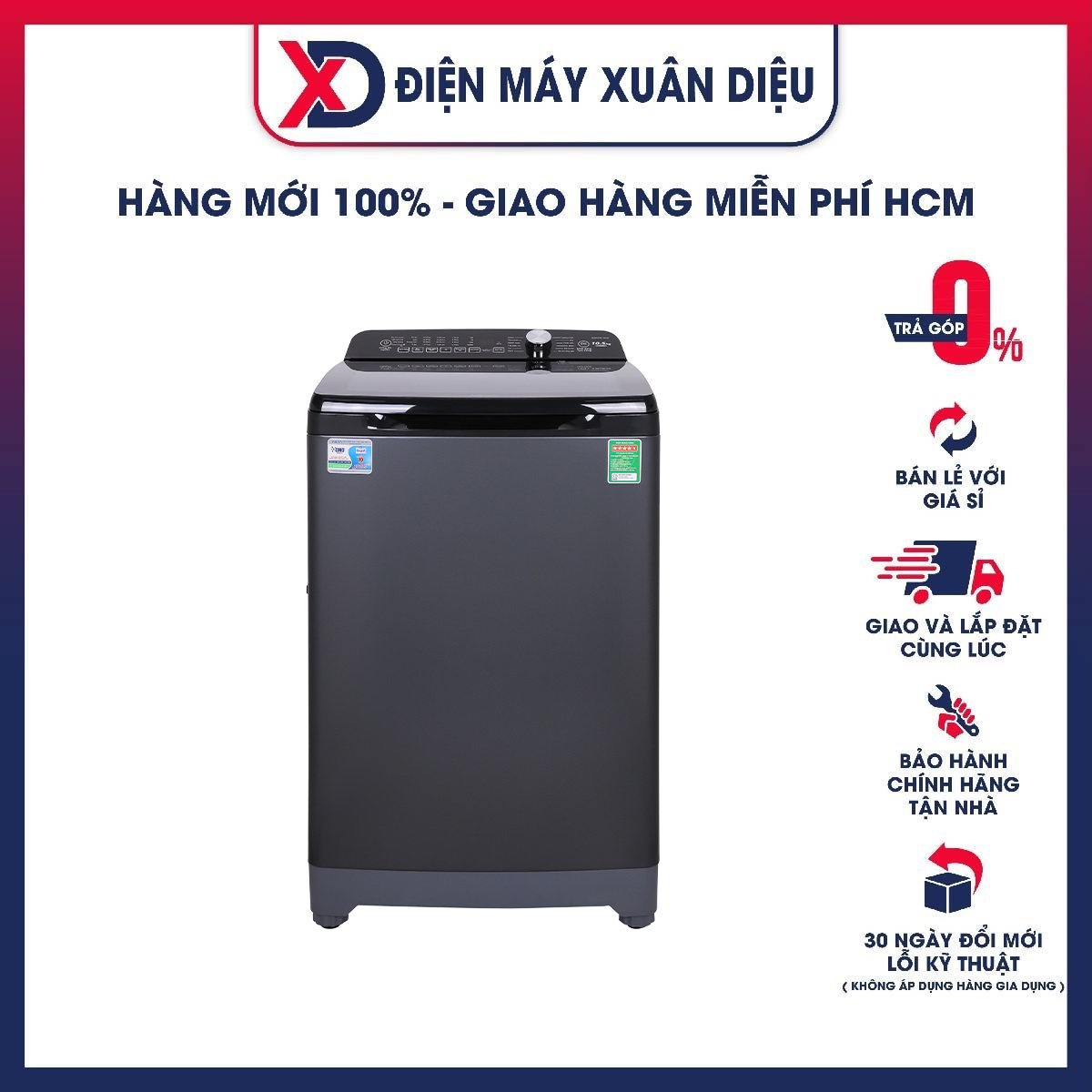 MÁY GIẶT AQUA 10.5 KG AQW-FR105GT(BK) - HÀNG CHÍNH HÃNG (CHỈ GIAO HCM)