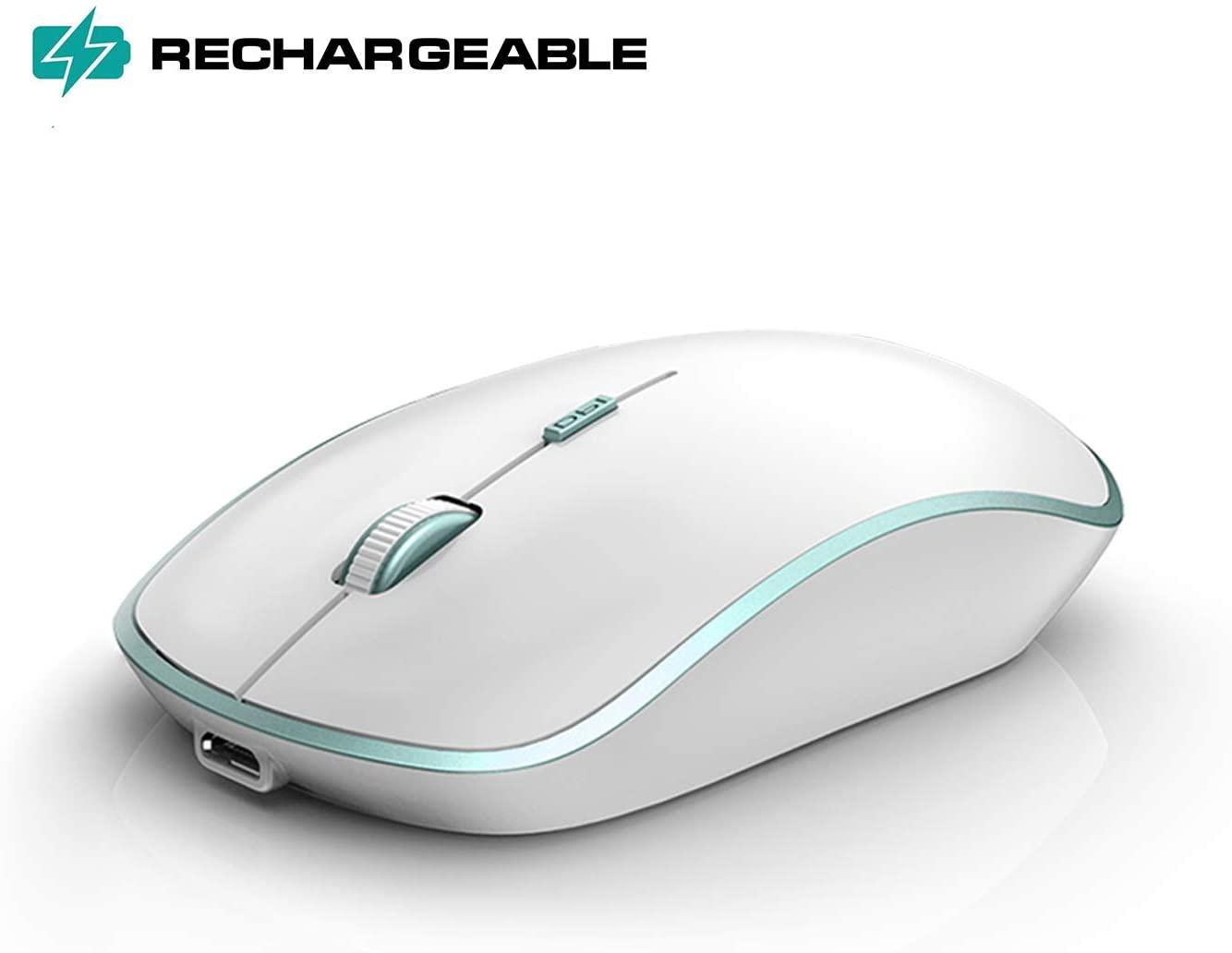 Chuột Không Dây, Cực Sạc Chuột Không Dây Với Bộ Thu USB, 3 DPI Có Thể Điều Chỉnh Dành Cho Máy Tính Xách Tay Máy Tính Chromebook, Hồng-Xanh Dương