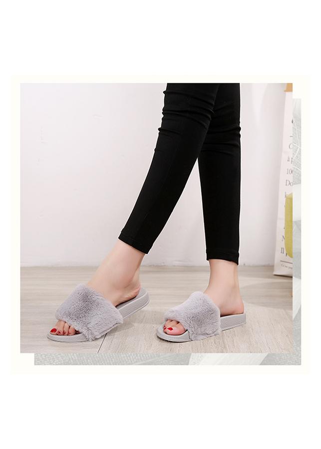Dép Lông Nữ Mềm Mịn Trẻ Trung Cao Cấp 3Fashion - MSP 3066 - Xám