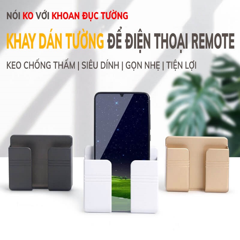 Kệ Dán Tường Đa Năng Giá Để Điện Thoại, Remote Khay Dán Tường Tiện Lợi- Khay Đựng Đa Năng Dán Tường không khoan đục Hàng chính hãng