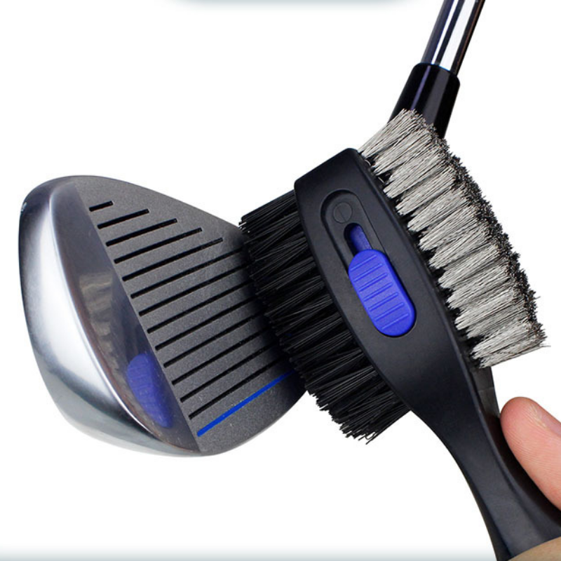 Bàn chải làm sạch câu lạc bộ golf và Bàn chải làm sạch rãnh Đầu bàn chải quá khổ và Tay cầm Spike siêu chống trượt có thể thu vào Tay cầm thoải mái Color: Black