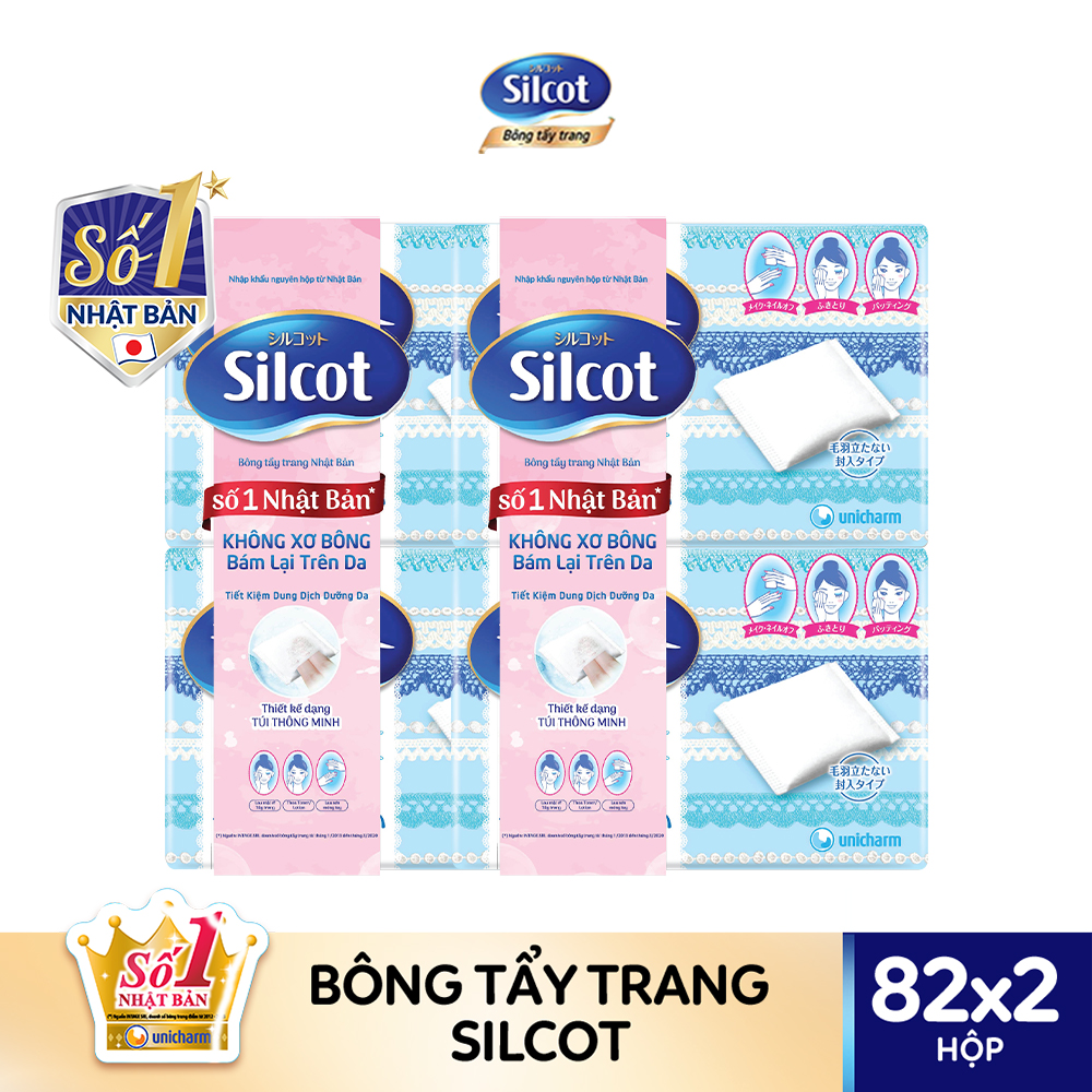 Combo 4 Bông tẩy trang Silcot hộp 82 miếng