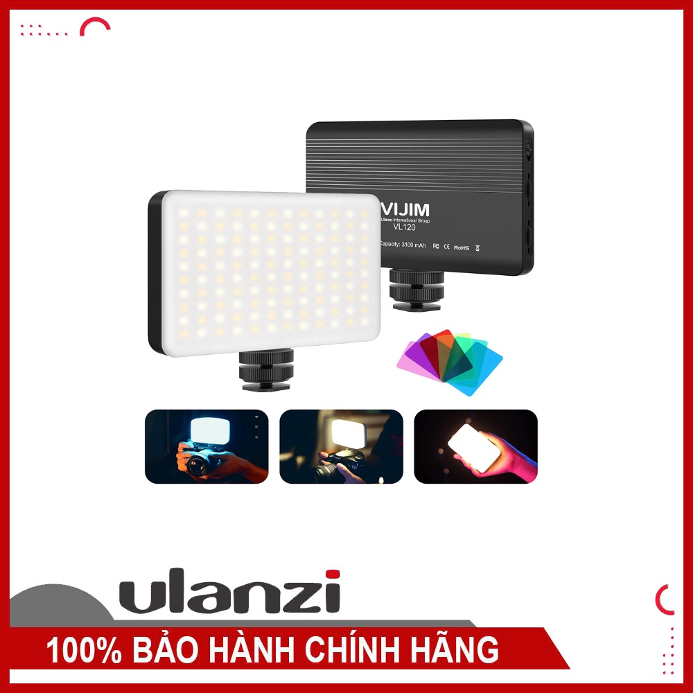 ULANZI VIJIM VL120 (3200- 6500K) - HÀNG CHÍNH HÃNG - Đèn LED tặng kèm 6 tấm lọc màu, tích hợp pin Lithium 3100mAh