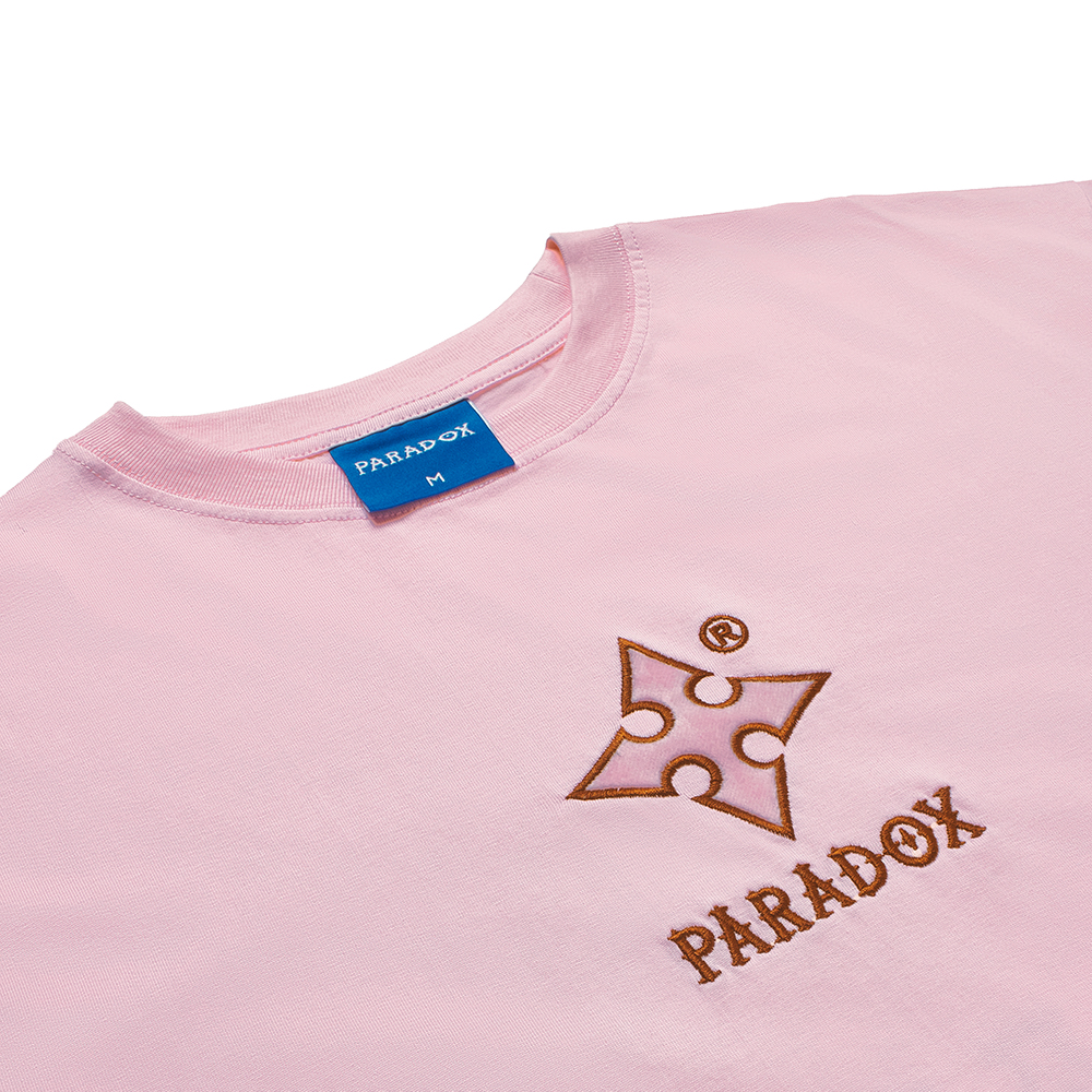 Áo thun form rộng Paradox tay lỡ - Unisex - In hình - ESSENTIAL EMBROIDERY - Màu hồng nhạt