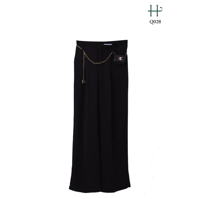 Quần ống rộng tinh tế -Q28 - Đen